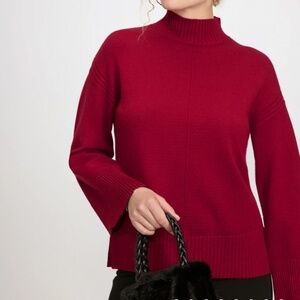 Laura Mock Neck Knit Sweater | Red | New With Tags | 2025 Collection